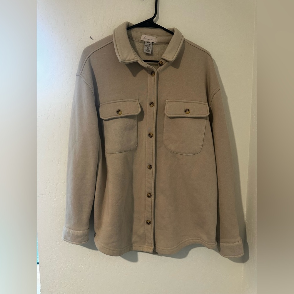 if it were me Cream Button-Up Jacket shirt